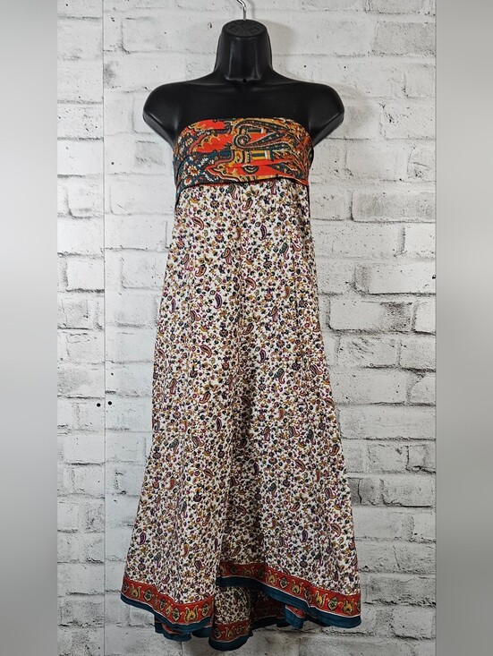 Alchemy Fashion Dresses & Skirts - Alchemy Fashions Recycled Sari Strapless Boho Midi Dress  XLG